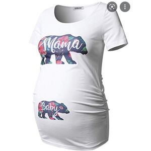 Ginkana Maternity Shirt Womens Large Mama Bear Pregnancy Cinch Sides Family Tree